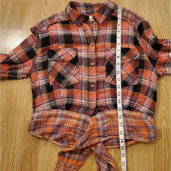 Free People First Bloom Plaid Top size Small in Washed Pop - NEW - Picture 11 of 15